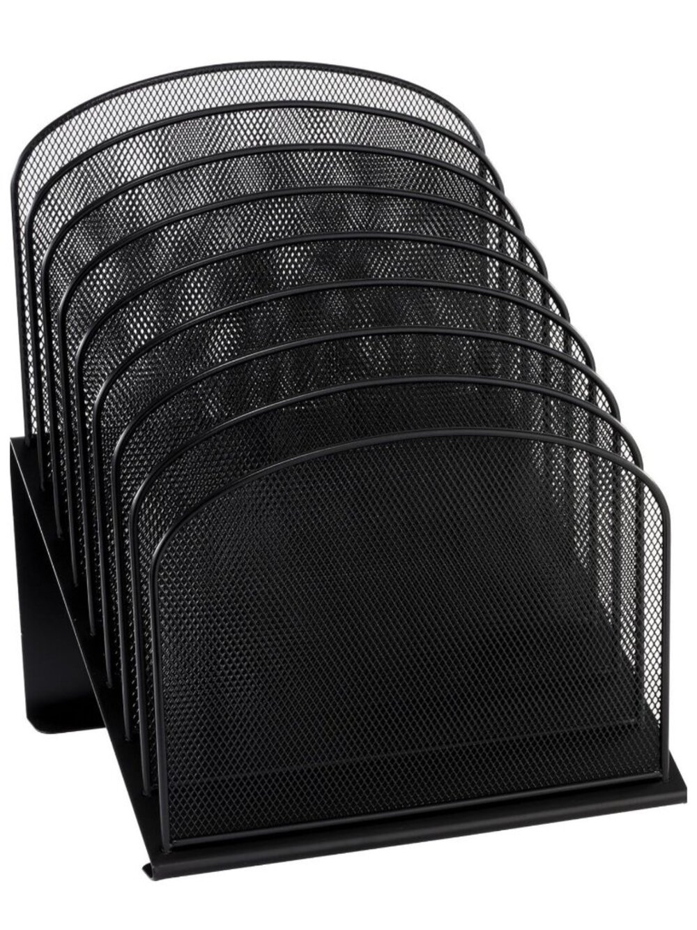 Safco Onyx Black Mesh 8 Tier Desk Organizer Slanted Sections Office Paper Sorter